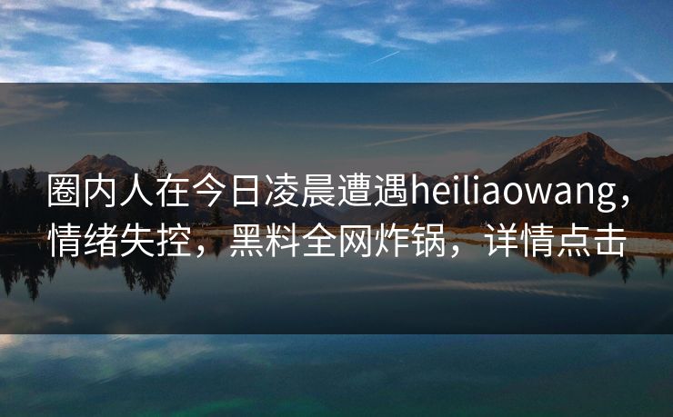 圈内人在今日凌晨遭遇heiliaowang，情绪失控，黑料全网炸锅，详情点击