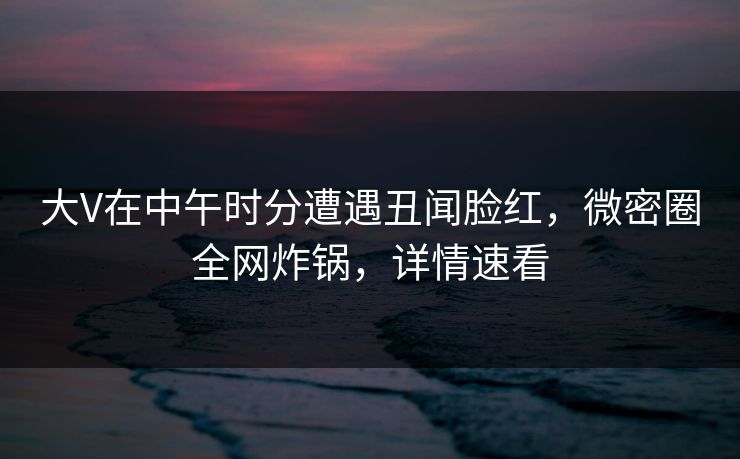 大V在中午时分遭遇丑闻脸红，微密圈全网炸锅，详情速看