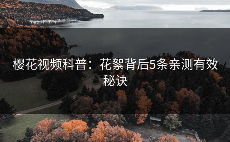 樱花视频科普：花絮背后5条亲测有效秘诀