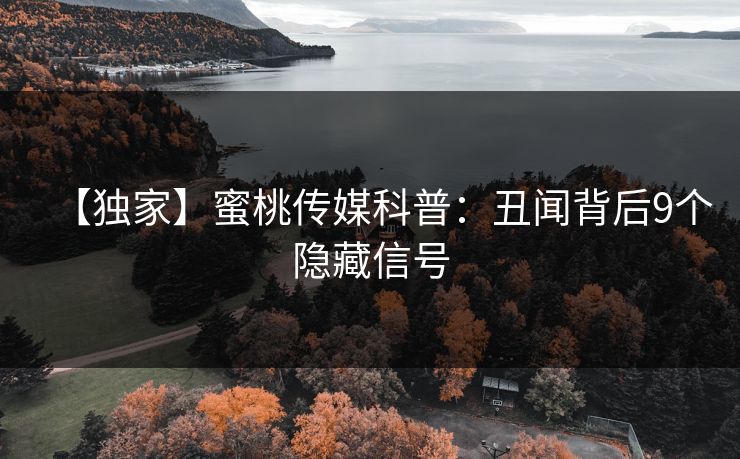 【独家】蜜桃传媒科普：丑闻背后9个隐藏信号